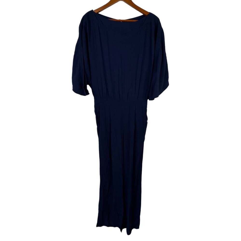 Diane Von Furstenberg Dezi Jumpsuit Size 6 Dolman Boatneck Piece Navy Blue NEW